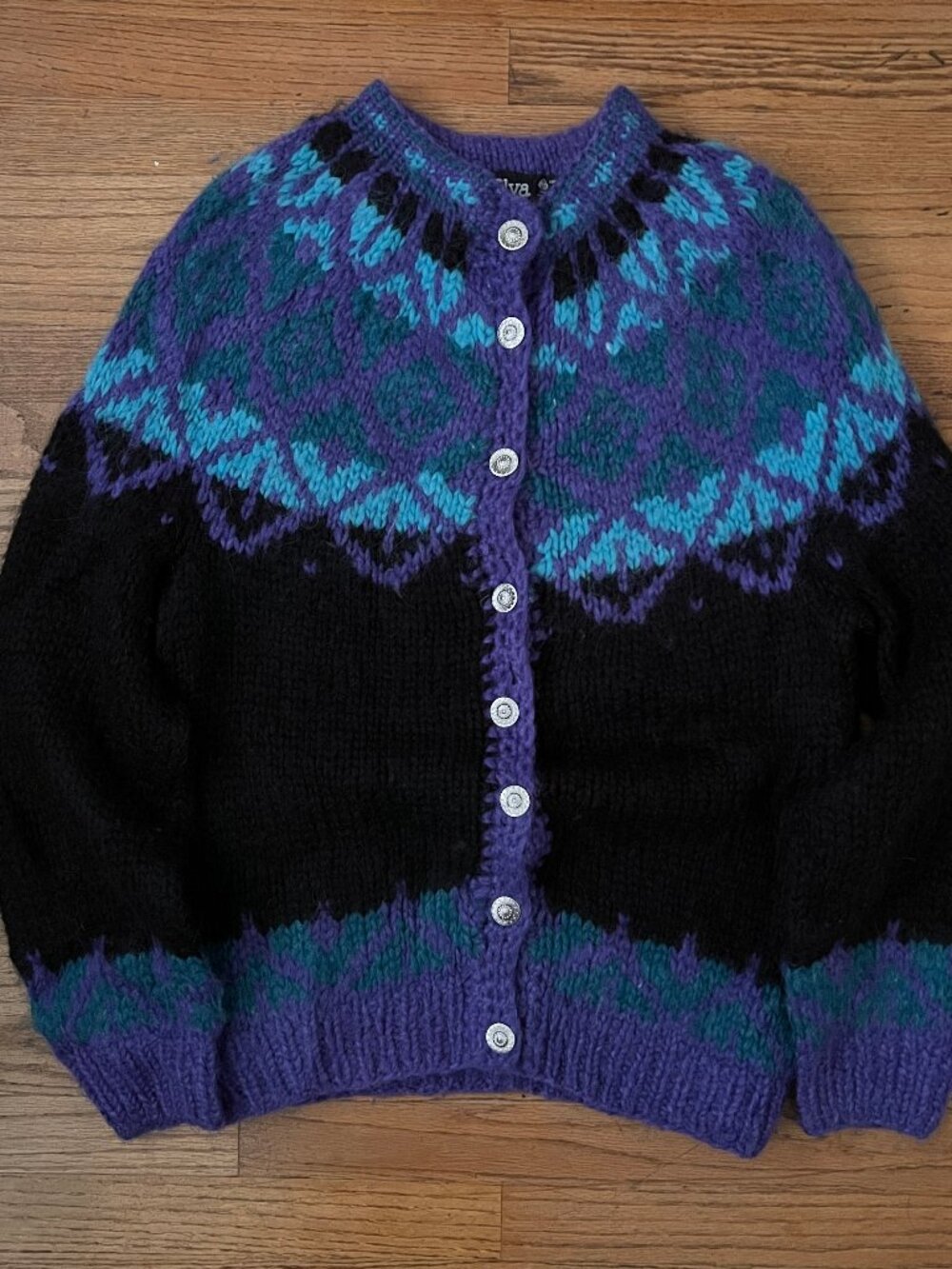 Vintage Icelandic Nordic Wool Cardigan Sweater